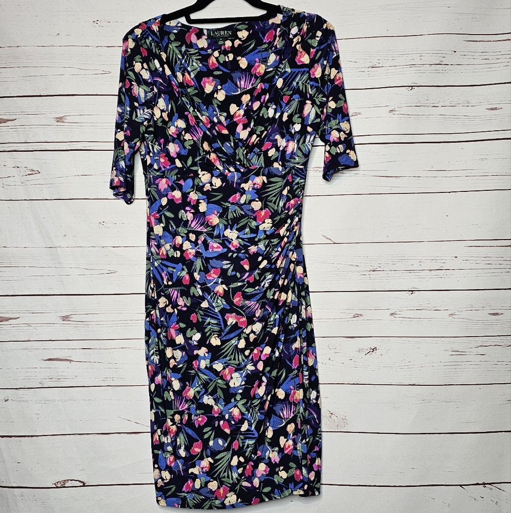 Lauren Ralph Lauren Faux Wrap Floral Print Dress